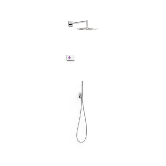 Conjunto ducha electrónica empotrada termostático Tres Shower Technology Exclusive cromo rociador mural 2 vías Ø300mm