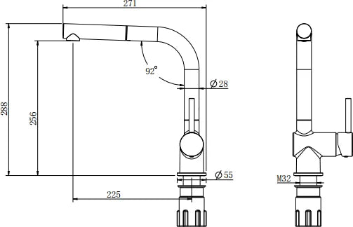 Grifería de fregadero Stillo Zeus extra alta monomando extraíble 1 jet cromo