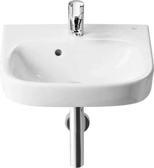 Lavabo Compacto Roca Debba 400x320mm mural con rebosadero blanco seno centrado