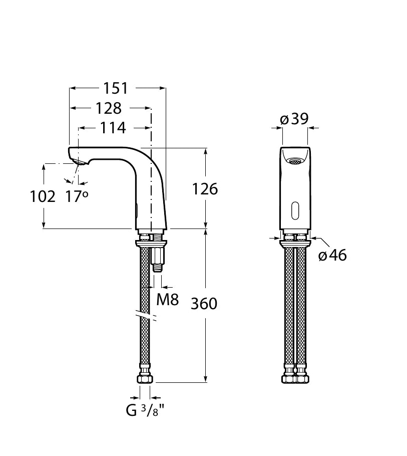 Grifería un agua media electrónico Roca L20-E