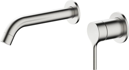 Grifo de lavabo empotrado en pared Stillo Hades conjunto monomando color Acero Inoxidable.