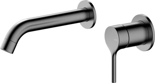 Grifo de lavabo empotrado en pared Stillo Hades conjunto monomando color Gun Metal