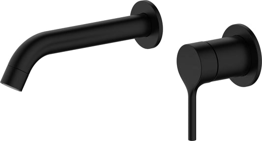 Grifo de lavabo empotrado en pared Stillo Hades conjunto monomando color Negro mate.