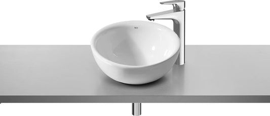 Lavabo redondo Roca Bol Ø420mm sobre encimera blanco sin orificios