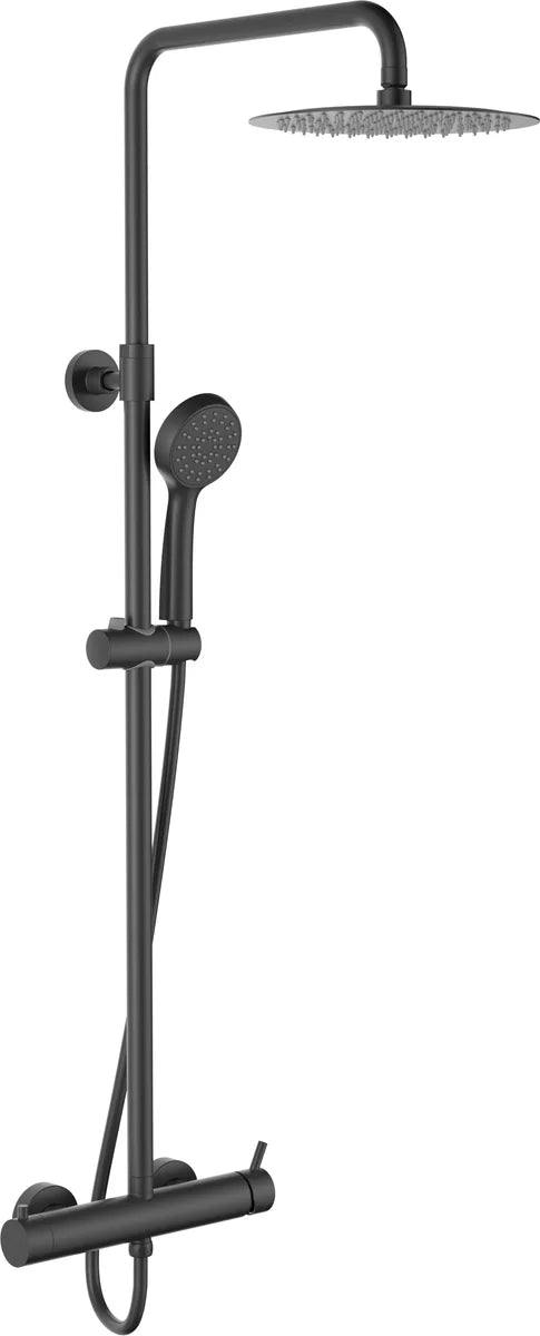 Columna de grifería para ducha monomando Stillo Trevi rociador mural color Negro