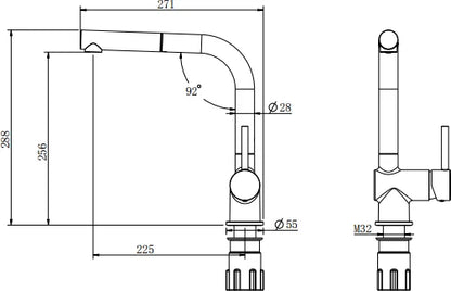 Grifería de fregadero Stillo Zeus extra alta monomando extraíble 1 jet blanco