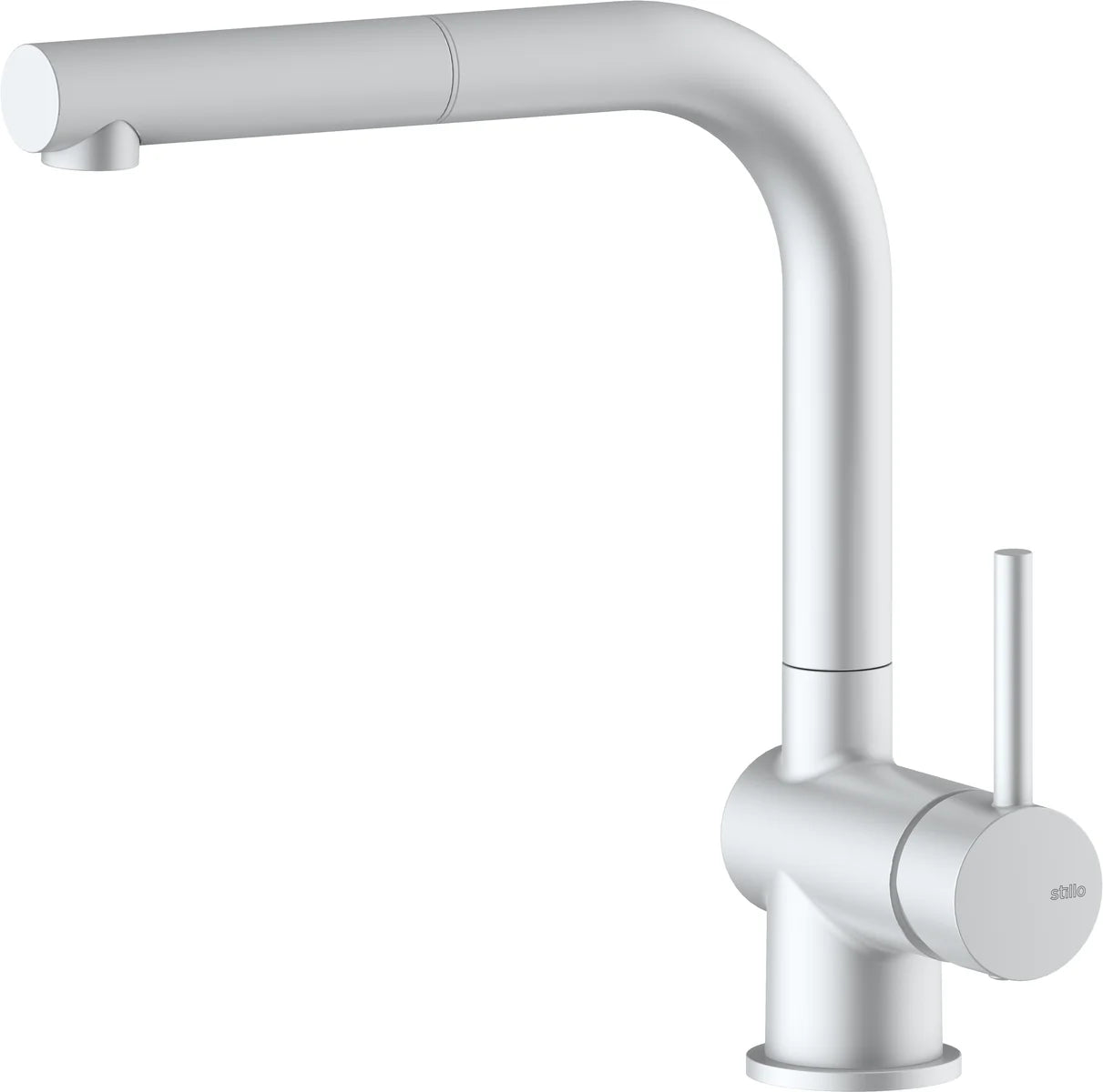 Grifería de fregadero Stillo Zeus extra alta monomando extraíble 1 jet blanco