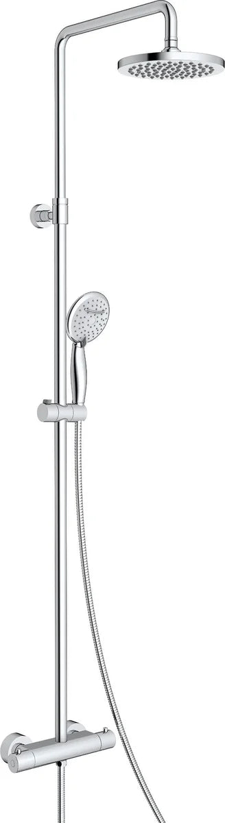 Columna de grifería para ducha termostático Stillo Capri cromo rociador mural 2 vías Ø200mm