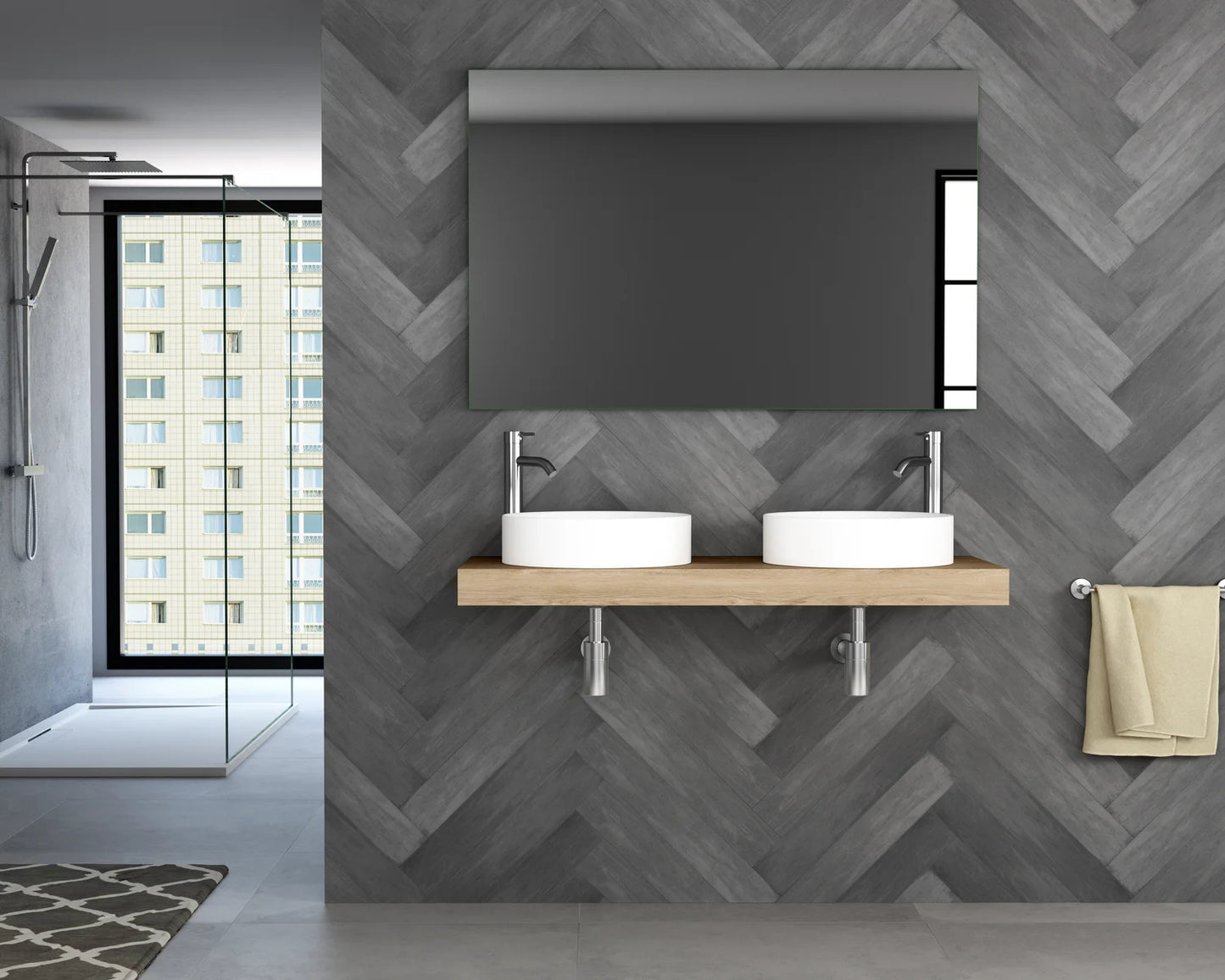 Encimera de baño hidrófuga, con faldón Stillo Volare 1000x460mm roble natural