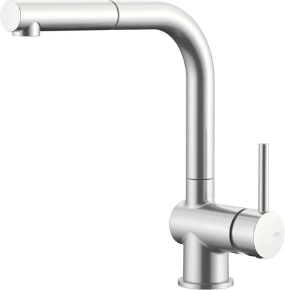 Grifería de fregadero Stillo Zeus extra alta monomando extraíble 1 jet apariencia acero inoxidable