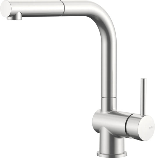 Grifería de fregadero Stillo Zeus extra alta monomando extraíble 1 jet apariencia acero inoxidable